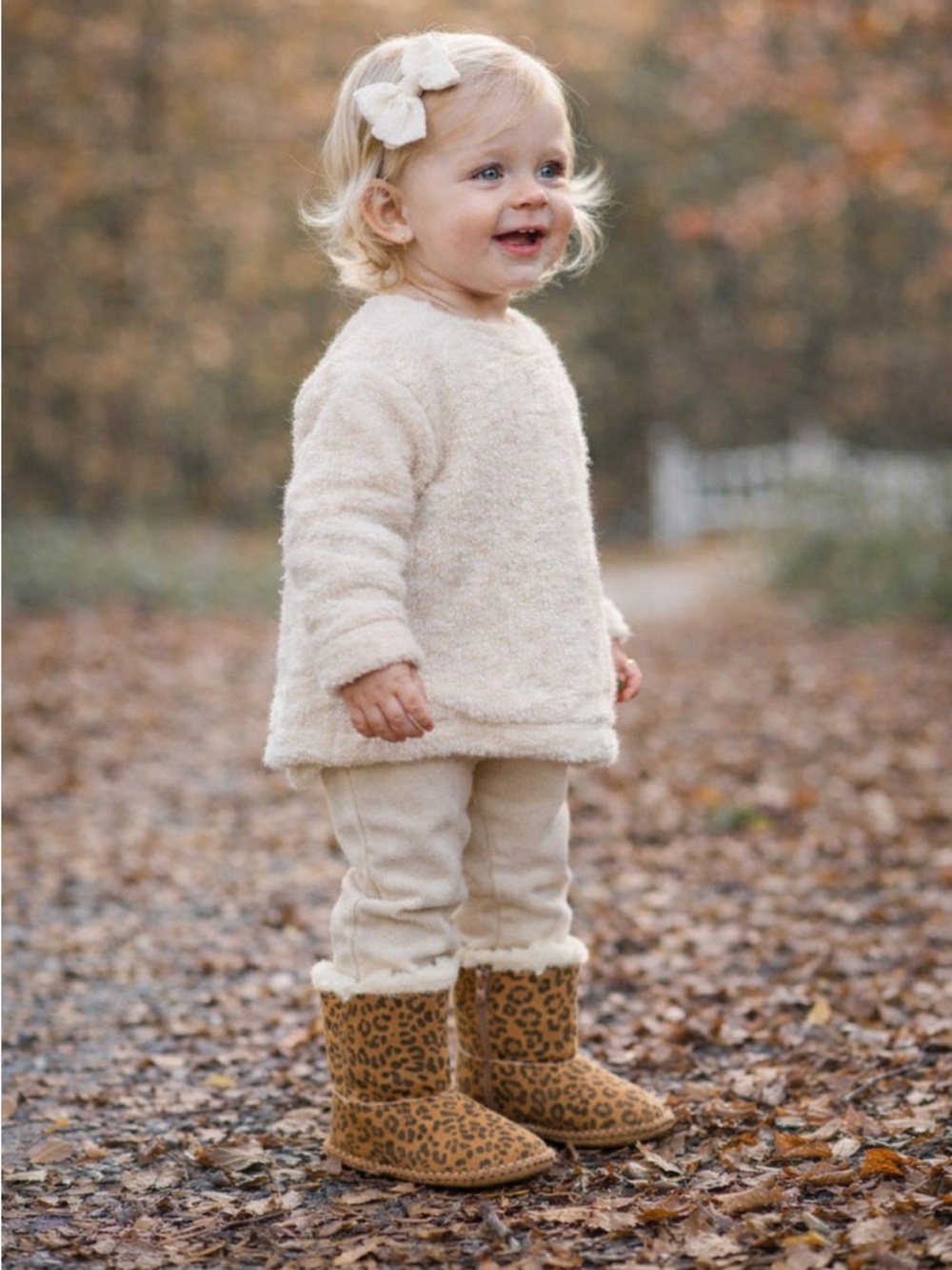 NWT Ugg Cassie Leopard Infant Chestnut Leopard Fur Slip On Booties Boots